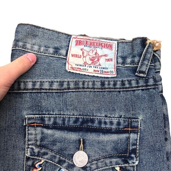 Brand New Vintage True Religion Embroidered Jeans Size 36 JOEY Blue - Picture 5 of 13